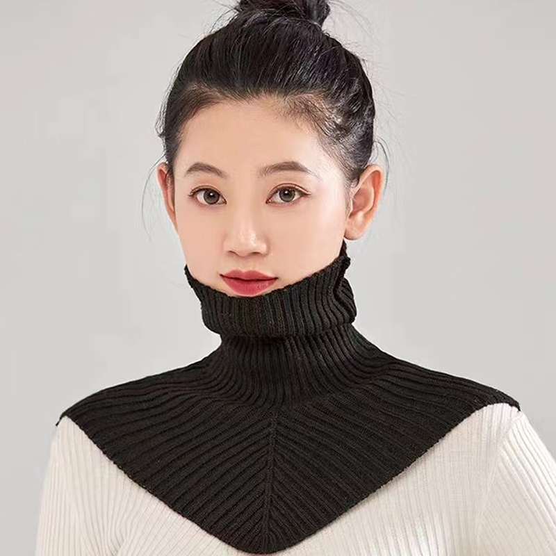 Windsor Knot Tie - 女性の冬のニット綿偽襟スカーフ女性暖かいタートルネックネックウォーマー取り外し可能な冬防風スカーフ 36*28 センチメートル