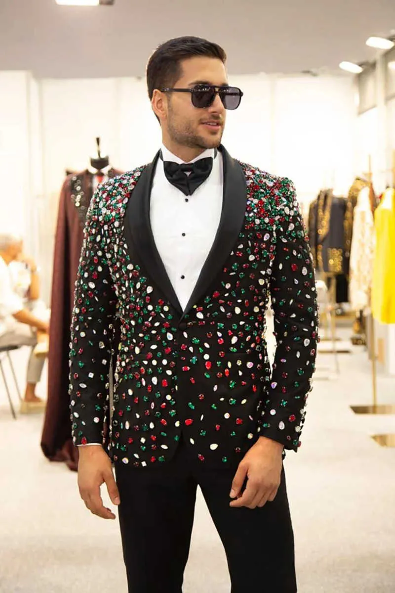 Men'S Formal Wear Jewelry - ダイヤモンドジュエリー男性結婚式タキシード 2 ピースショールラペルブレザーパンツフォーマルパーティー宴会衣装カスタマイズされたトラヘスパラオムブレ