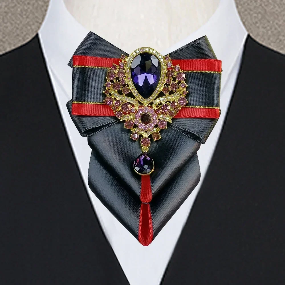 Men'S Formal Wear Jewelry - 男性用パープルラインストーン蝶ネクタイ,ビジネス宴会,フォーマルウェア,ジュエリーギフト,ウェディングボウ,ハイエンド,ラグジュアリー,オリジナル,新品