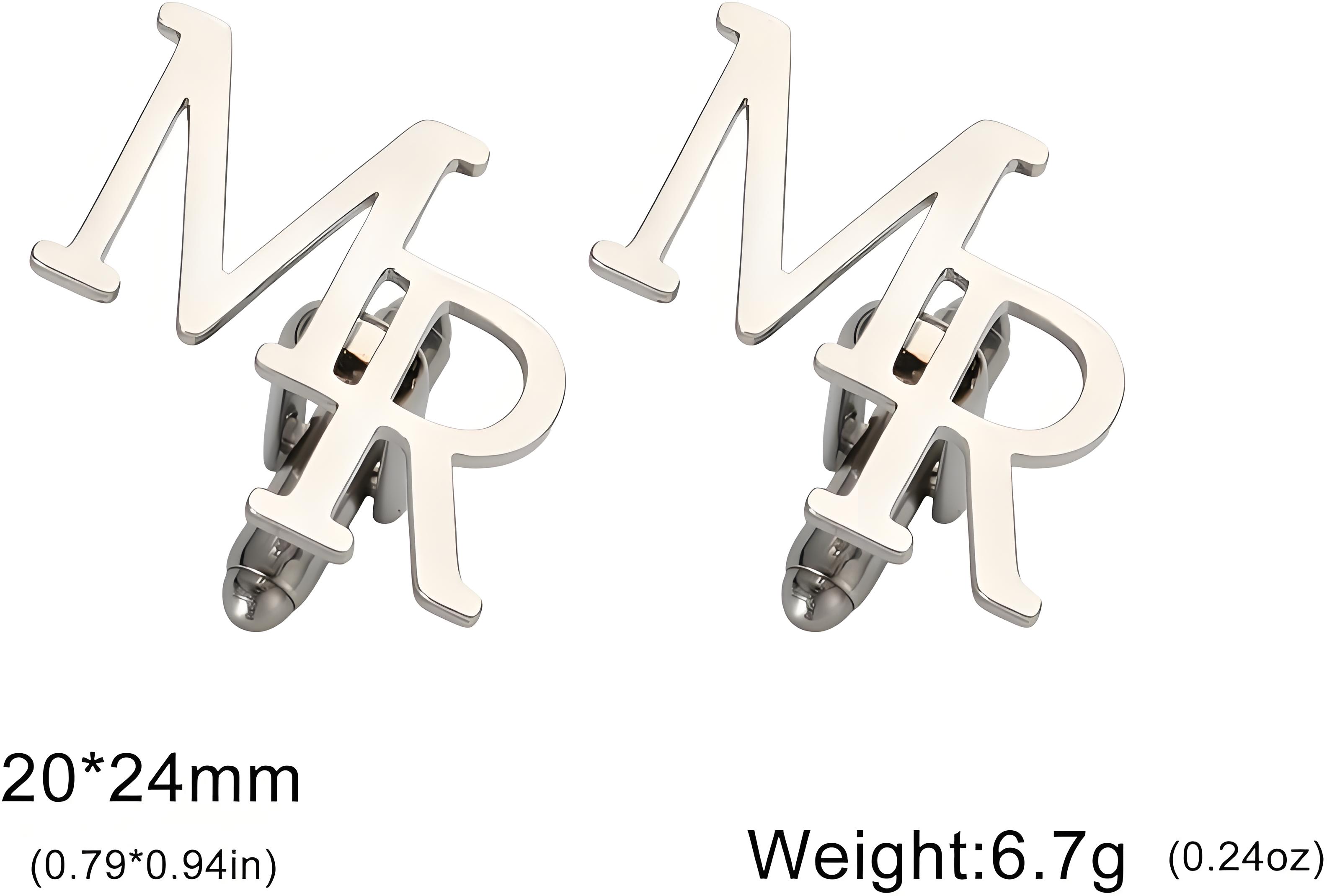 Men'S Formal Wear Jewelry - カスタムゴールドメッキ「MR」カフス＆ラペルピンセット、パーソナライズされたモノグラムジュエリー、男性への理想的なギフト、フォーマル＆デイリーウェア
