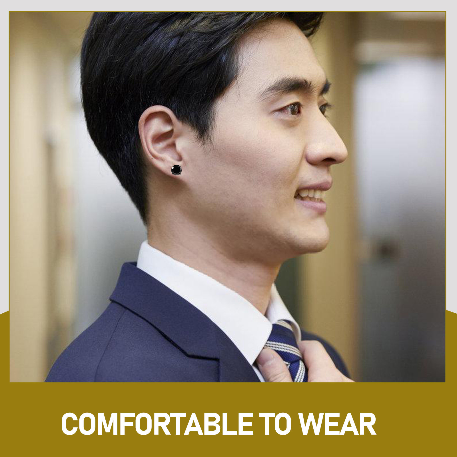 Men'S Formal Wear Jewelry - 1ペア チタン鋼 ブラックジルコン イヤリング スタッド ミニマリスト