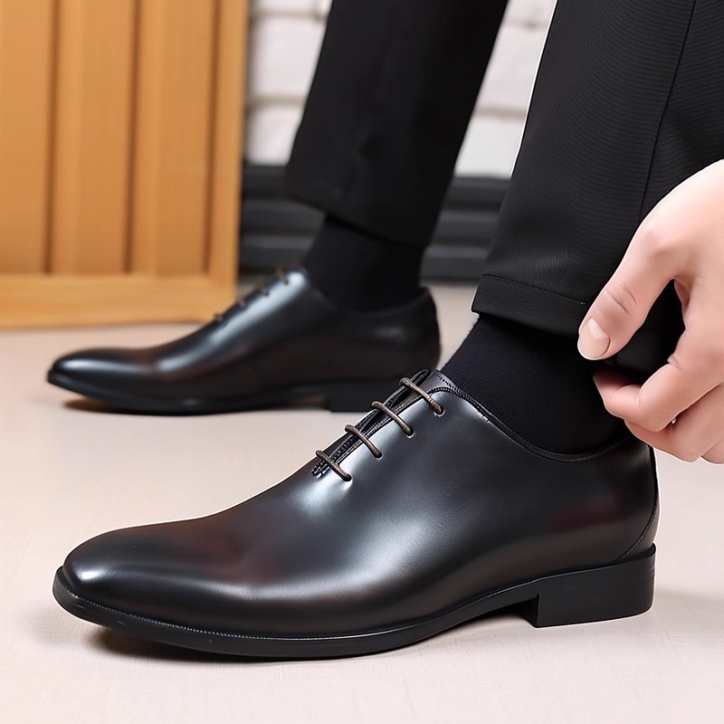 Men Formal Wear Office - デザイナー本革メンズホールカットオックスフォードシューズ高級ブランドブラックブラウンドレスシューズビジネスオフィスフォーマルウェア
