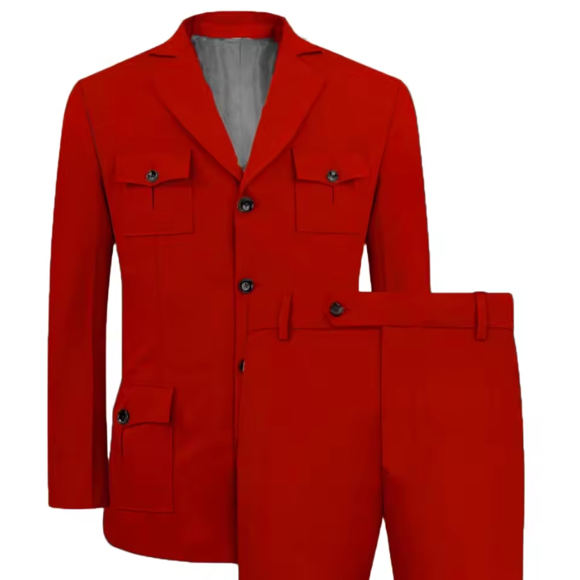 メンズスーツ Jakcet カジュアルカーキ 2 ピースブレ - Khaki Formal Wear Men のレビューと価格