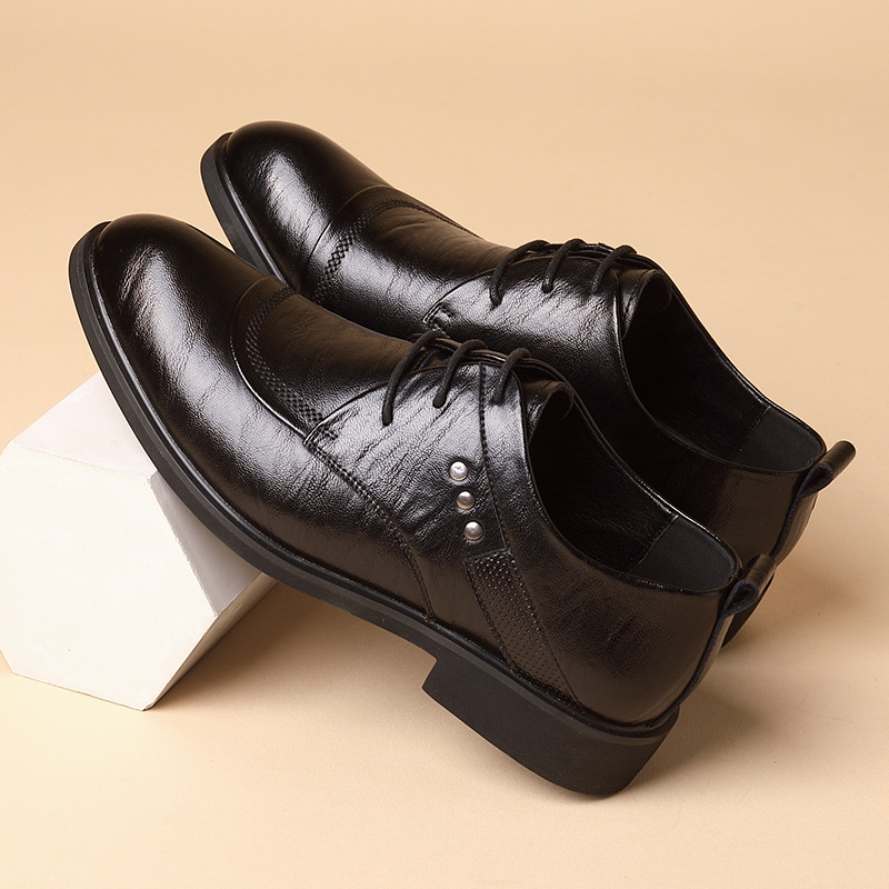 メタルリベット付きレザーオックスフォードシューズ、レースアッ - Men Formal Wear Office のレビューと価格