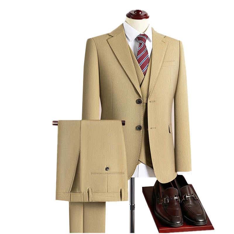 メンズカーキ3ピーススリムフィットビジネススーツセット、ビジ - Khaki Formal Wear Men のレビューと価格