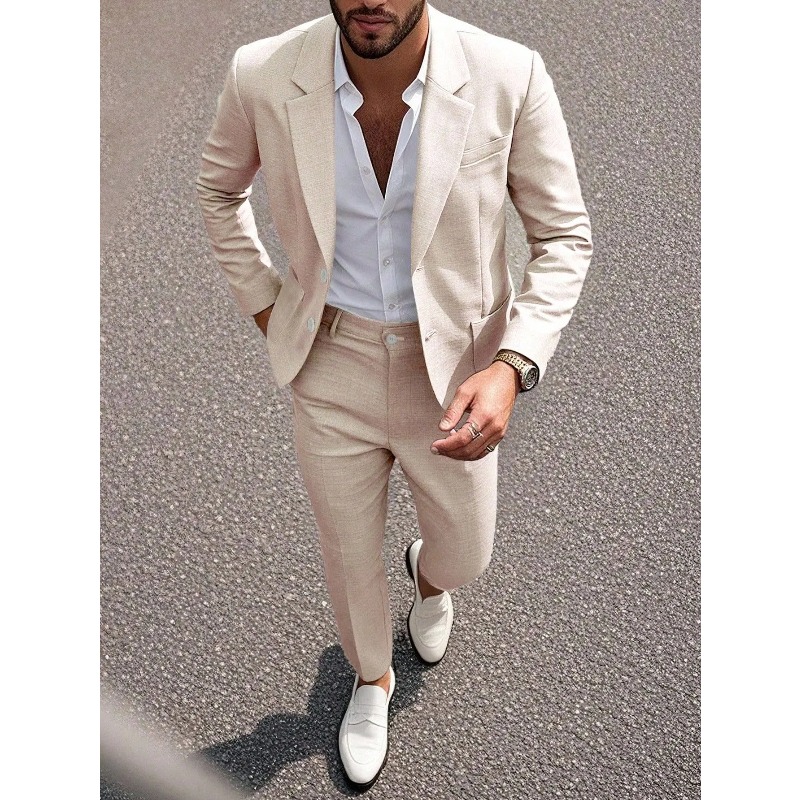 ビジネスマン向け無地スーツ＆パンツセット、スリムフィット、大 - Large Men Formal Wear のレビューと価格