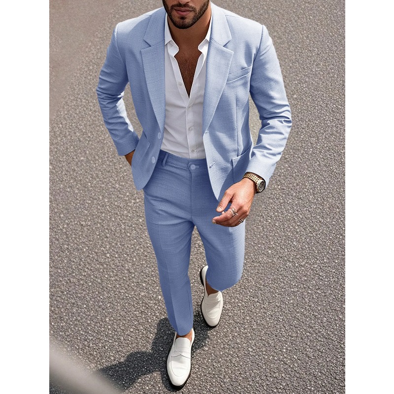 ビジネスマン向け無地スーツ＆パンツセット、スリムフィット、大 - Large Men Formal Wear のレビューと価格