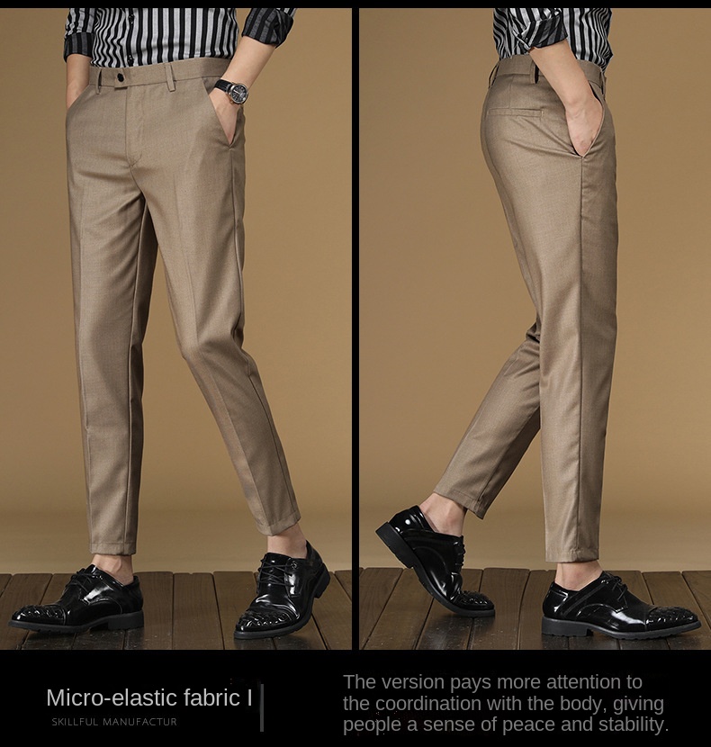 夏のスーツのズボン男性赤、黒カーキフラット正式な事務服スマー - Men Formal Wear Office のレビューと価格