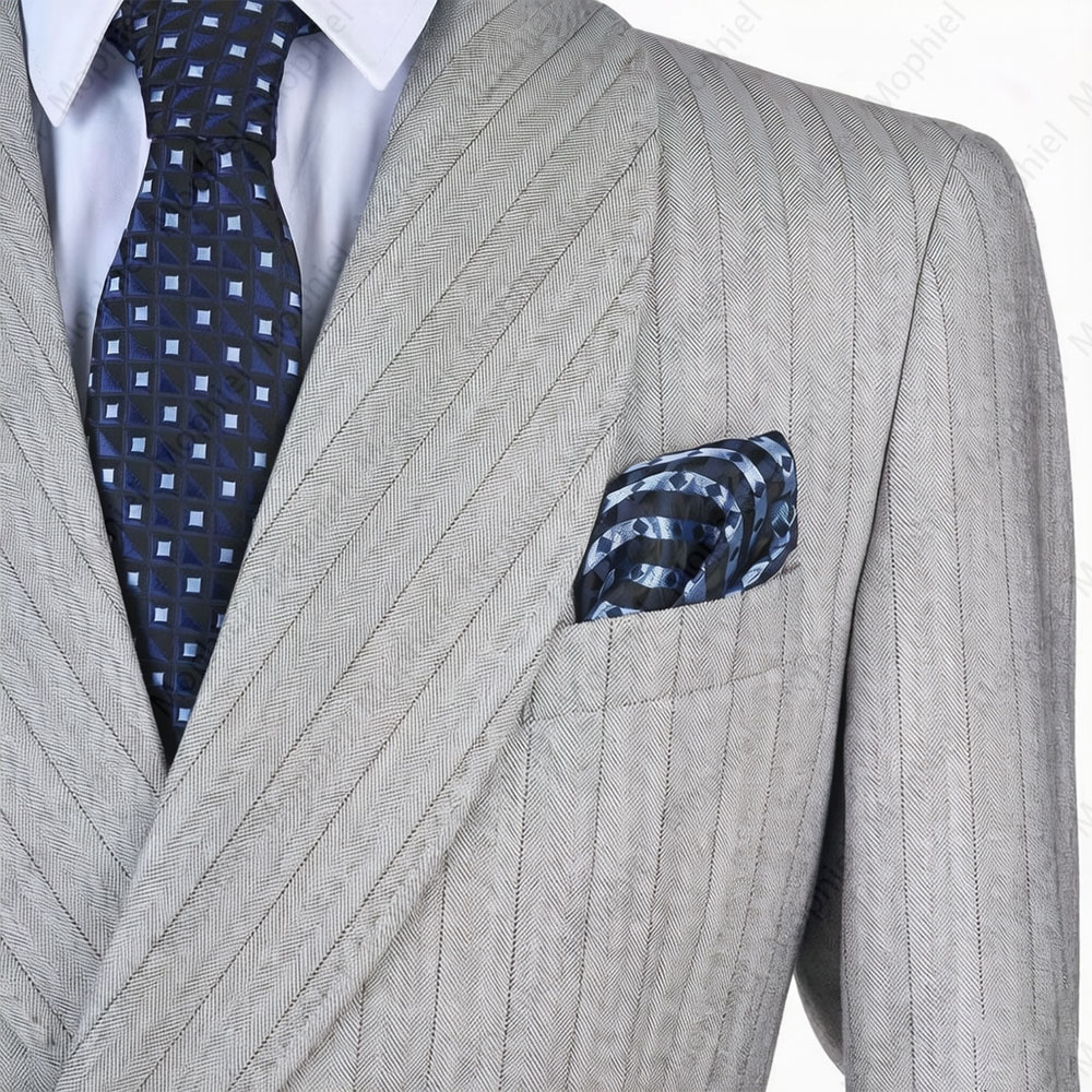 モフィエル ライトグレー メンズスーツ ストライプ ダブルブ - Men Formal Wear Office のレビューと価格