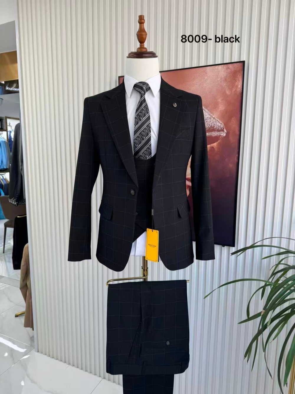 メンズプレイドタキシード3ピースジャケットベストパンツ誕生日 - Men Formal Wear Office のレビューと価格