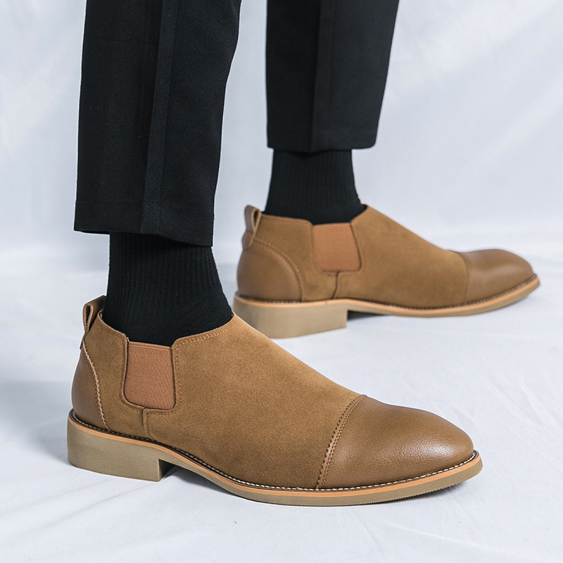 メンズレトロフォーマルシューズ ブラックブラウン パッチワー - Men Formal Wear Office のレビューと価格