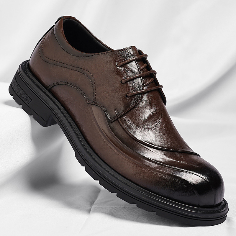 ブラウンの艶出し本革レースアップチャンキーソールフォーマルビ - Men Formal Wear Office のレビューと価格
