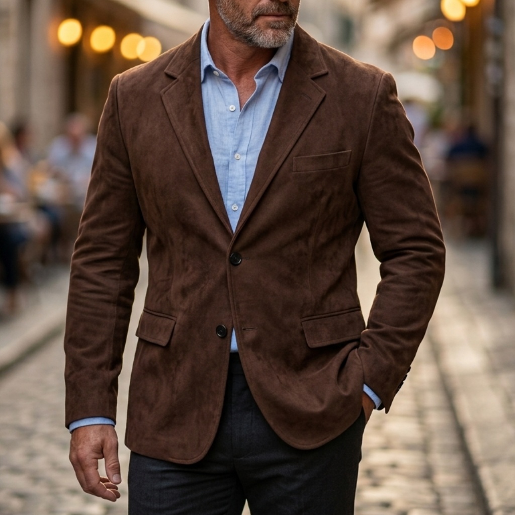 メンズヴィンテージスマートカジュアルスエードブレザージャケッ - Men Formal Wear Office のレビューと価格