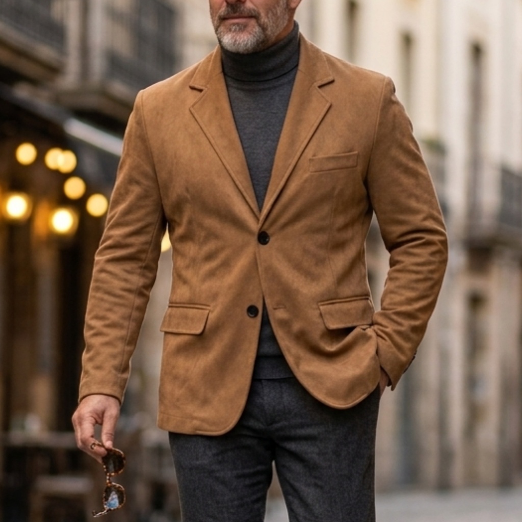 メンズヴィンテージスマートカジュアルスエードブレザージャケッ - Men Formal Wear Office のレビューと価格