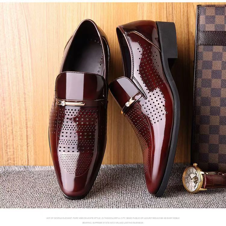 夏の新作革靴 メンズ ビジネスシューズ 通気孔付き ソフトボ - Formal Men Office Wear Sandals のレビューと価格