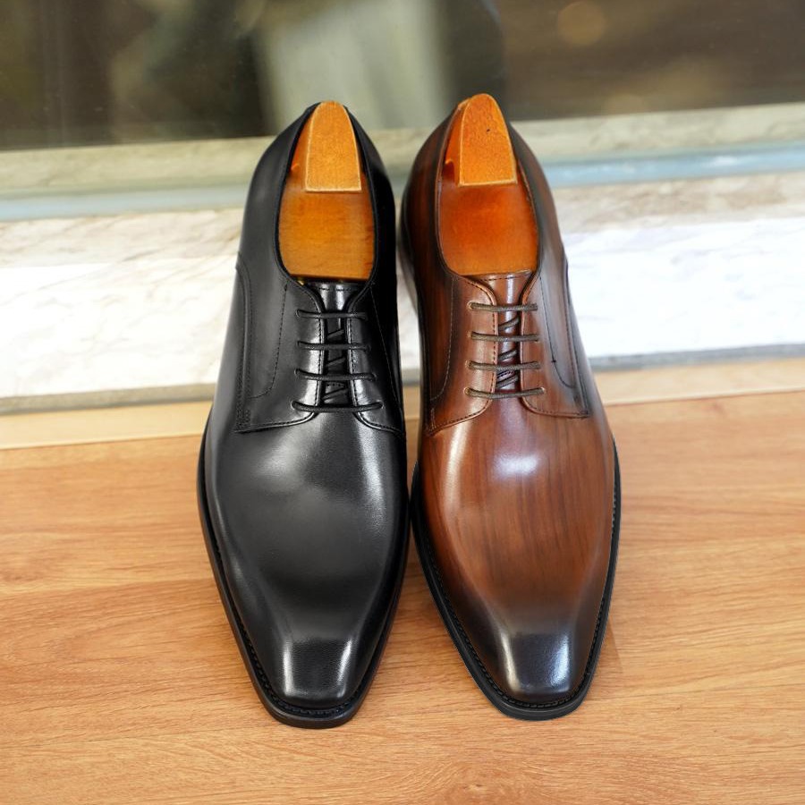 メンズビジネスカジュアルシューズ、ヴィンテージ風木目調スクエ - Men Formal Wear Office のレビューと価格