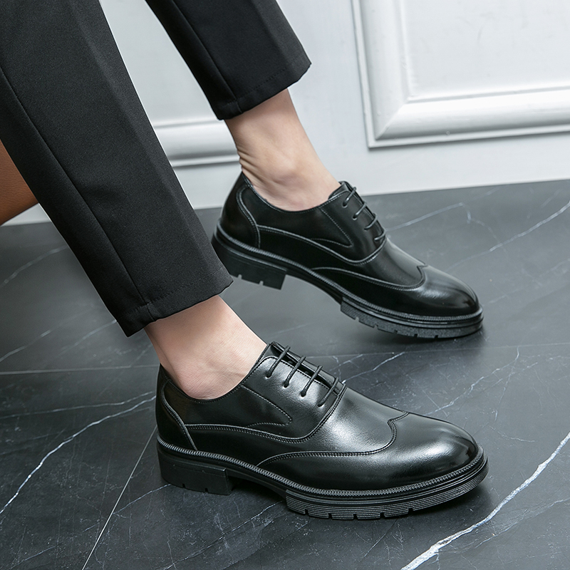 新しいメンズレザーシューズ、乗馬ブーツ、英国風ビジネスフォー - Large Men Formal Wear のレビューと価格