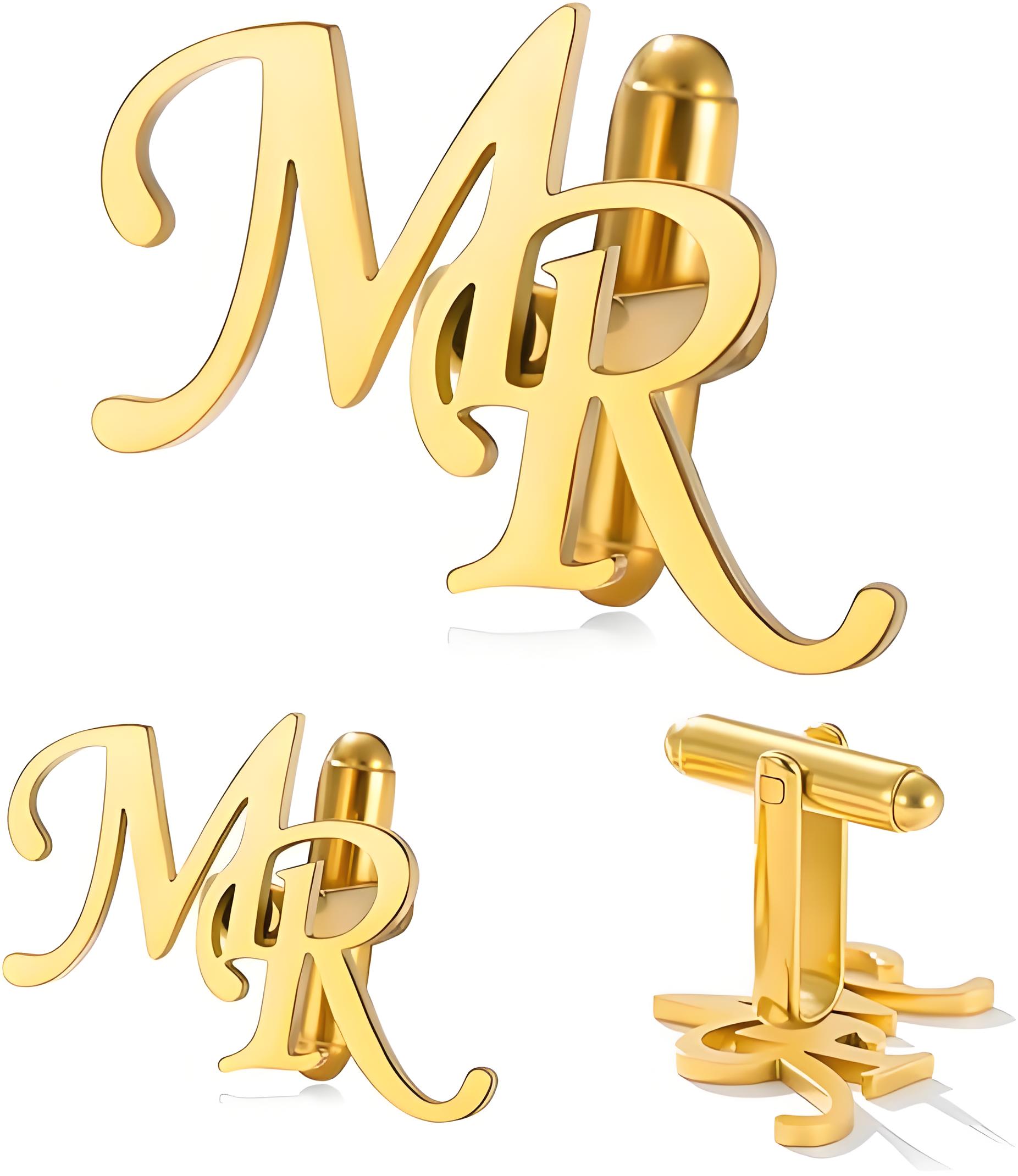 カスタムゴールドメッキ「MR」カフス＆ラペルピンセット、パー - Men'S Formal Wear Jewelry のレビューと価格