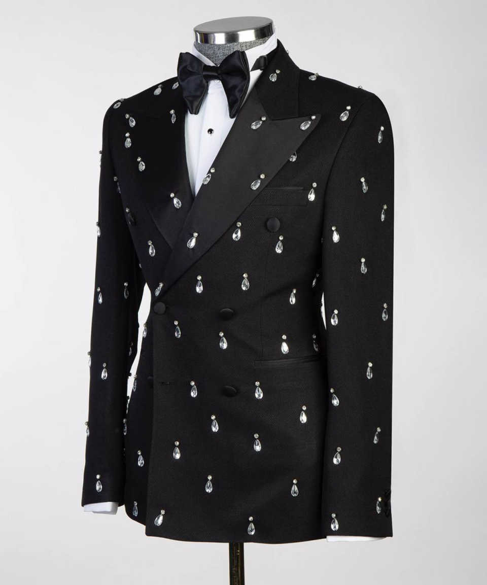 ダブルブレストのスリムフィットのメンズスーツ,大きなクリスタ - Large Men Formal Wear のレビューと価格