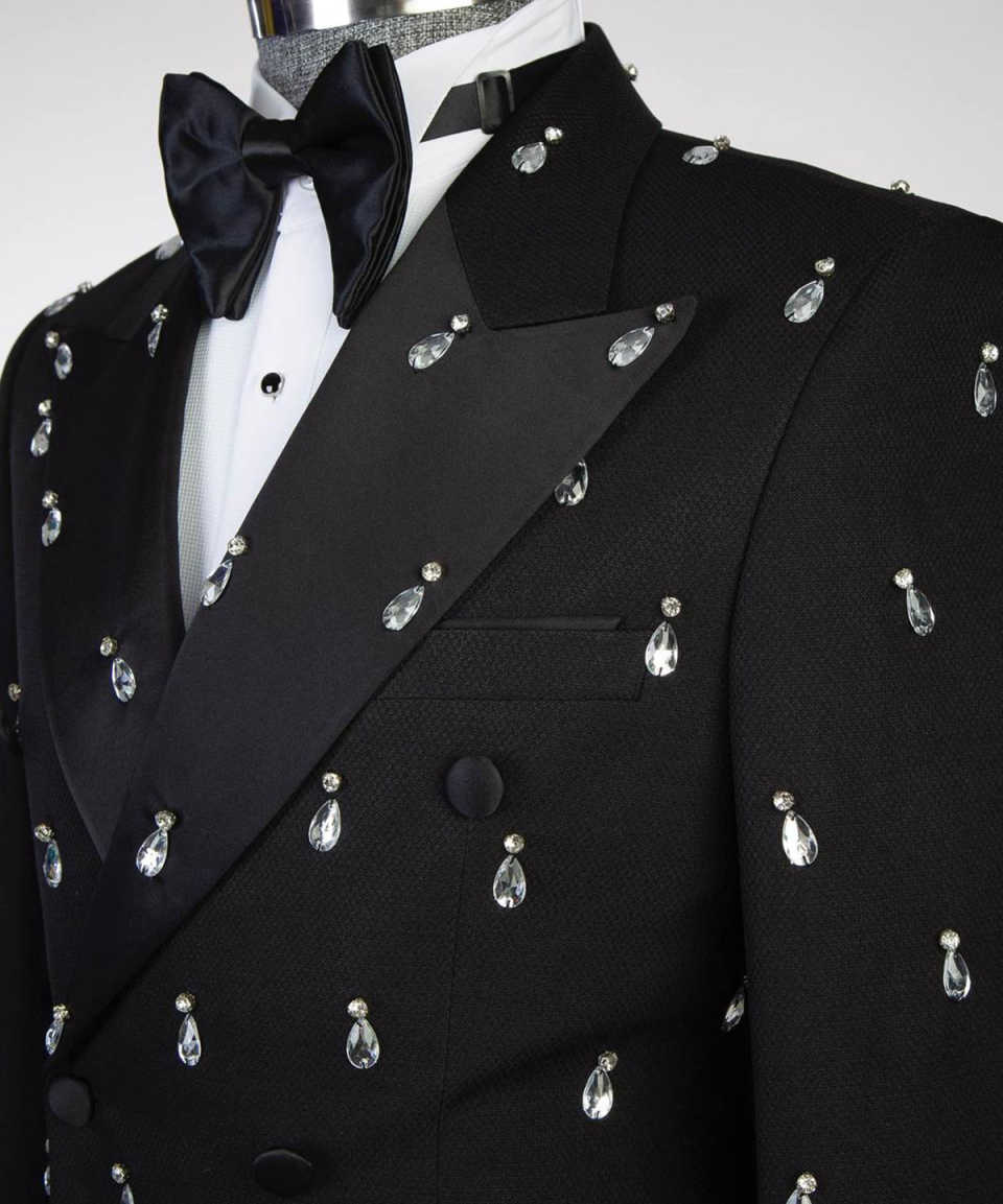 ダブルブレストのスリムフィットのメンズスーツ,大きなクリスタ - Large Men Formal Wear のレビューと価格