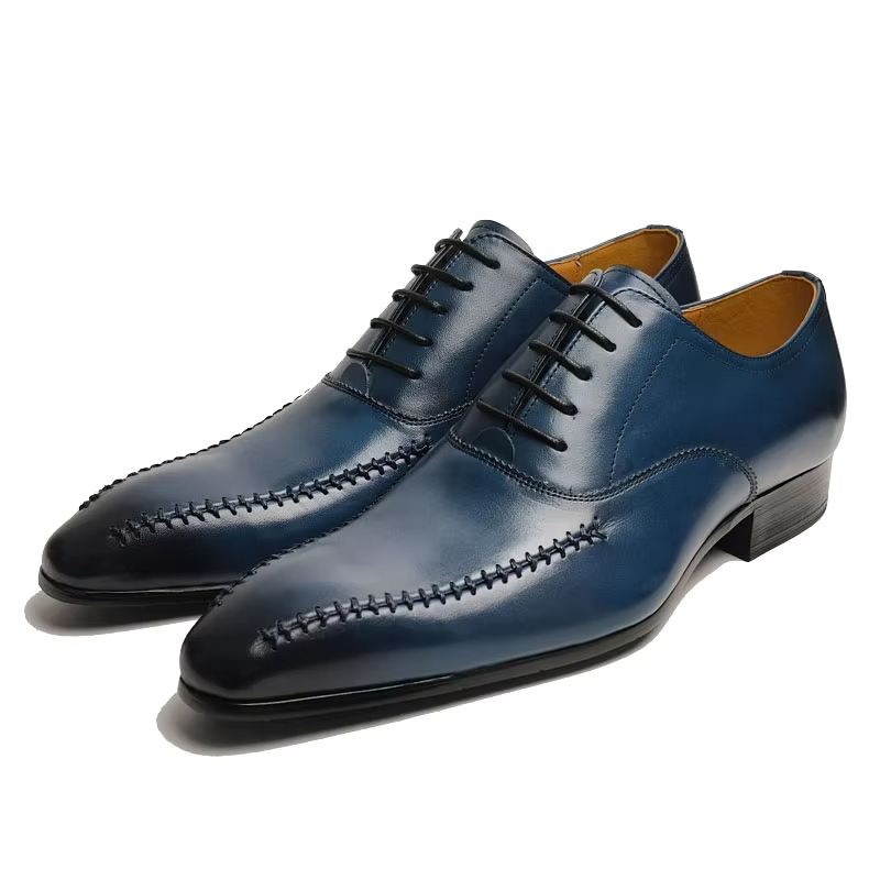 高級メンズ本革ドレスシューズ、ポインテッドトゥ、手縫い、ファ - Men Formal Wear Office のレビューと価格