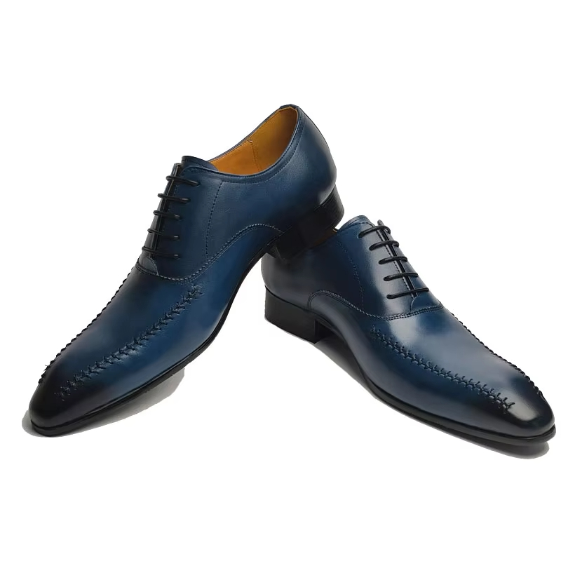 高級メンズ本革ドレスシューズ、ポインテッドトゥ、手縫い、ファ - Men Formal Wear Office のレビューと価格
