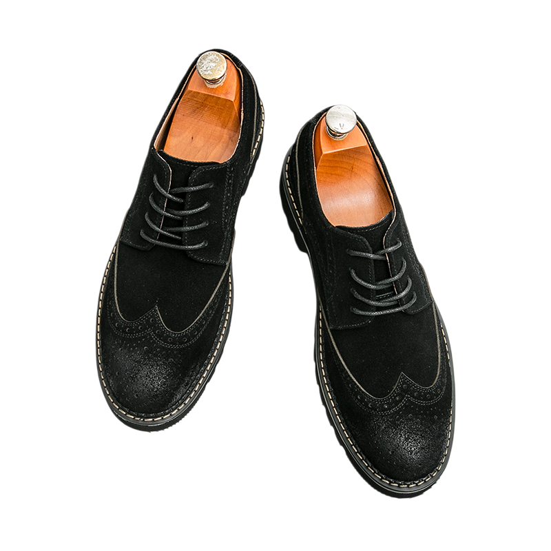 メンズブラウンスエードブローグオックスフォードシューズ大きい - Large Men Formal Wear のレビューと価格