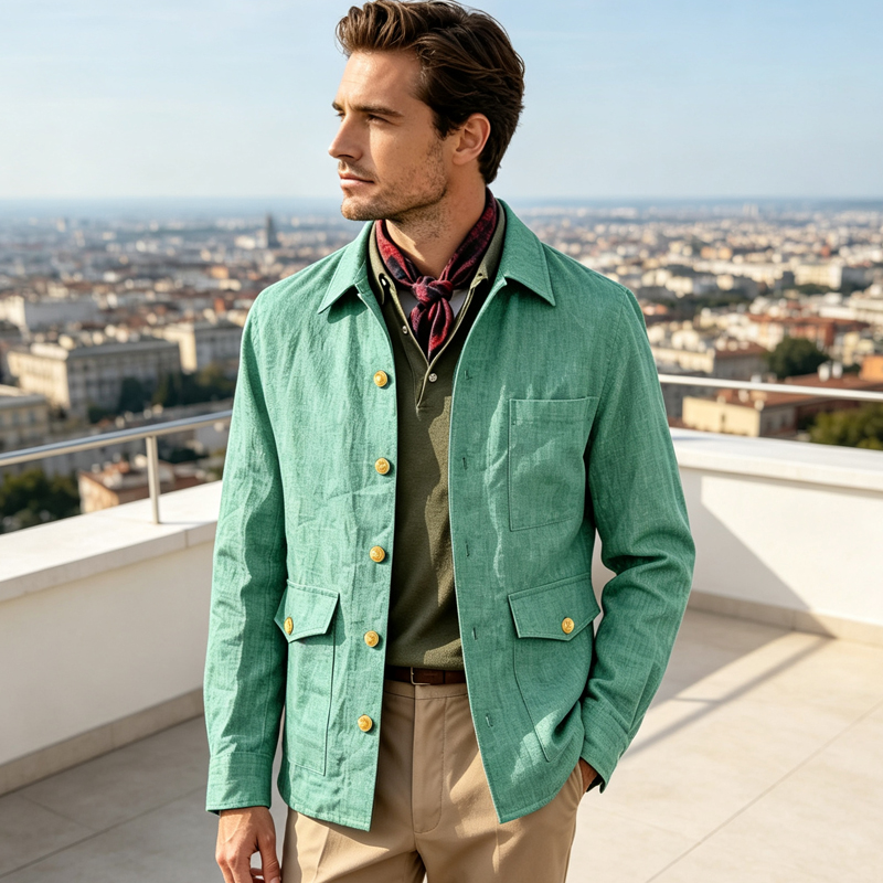 ヴィンテージメンズリネンジャケット、ラペルカラー、ゴールドボ - Men Formal Wear Office のレビューと価格